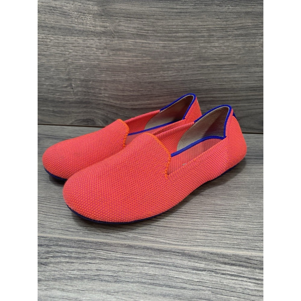 Rothys The Kids Loafer Knit Slip-On Flats Neon Pink Flamingo Girls Size 13